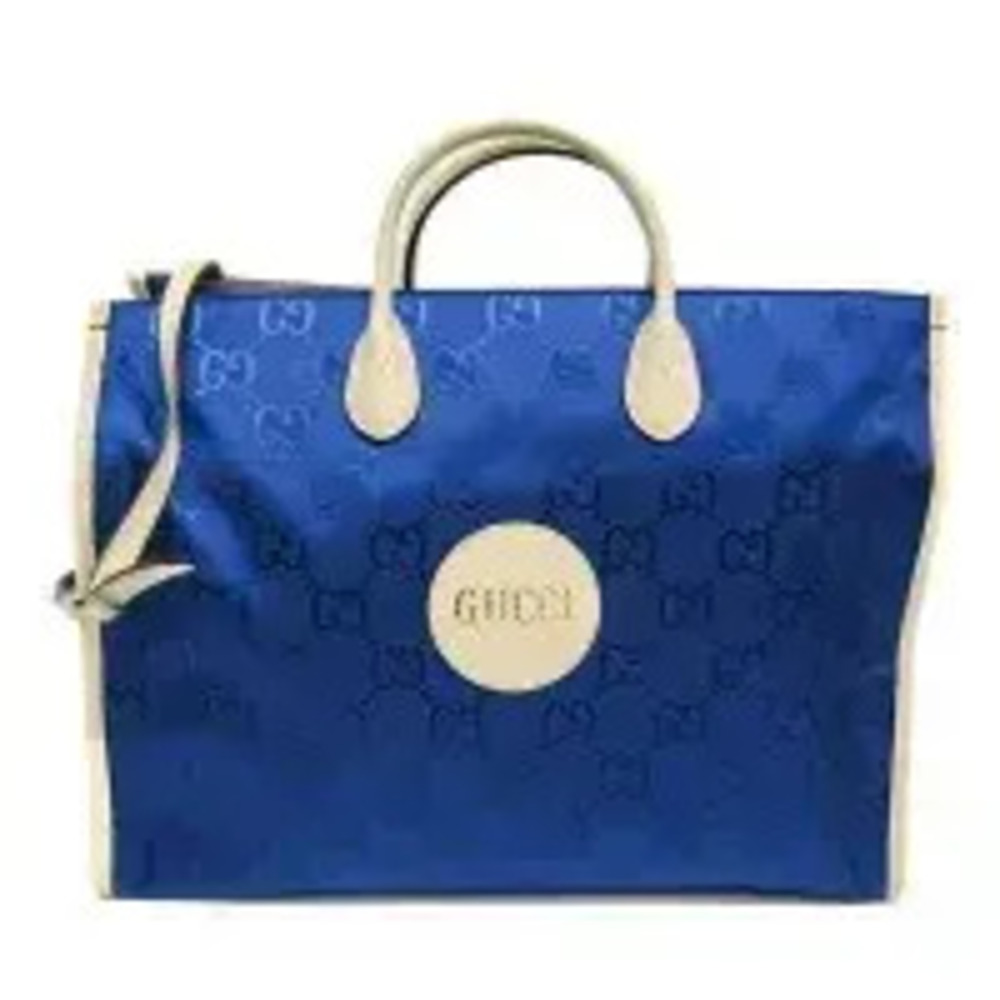 Gucci The Grid GG Canvas Leather 2Way Shoulder Bag Blue White